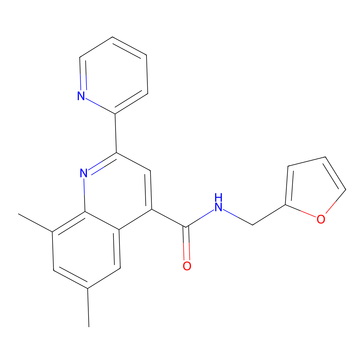 N-(2-furylmethyl)-6,8-dimethyl-2-(2-pyridinyl)-4-quinolinecarboxamide molecular structure, CAS 713114-56-8