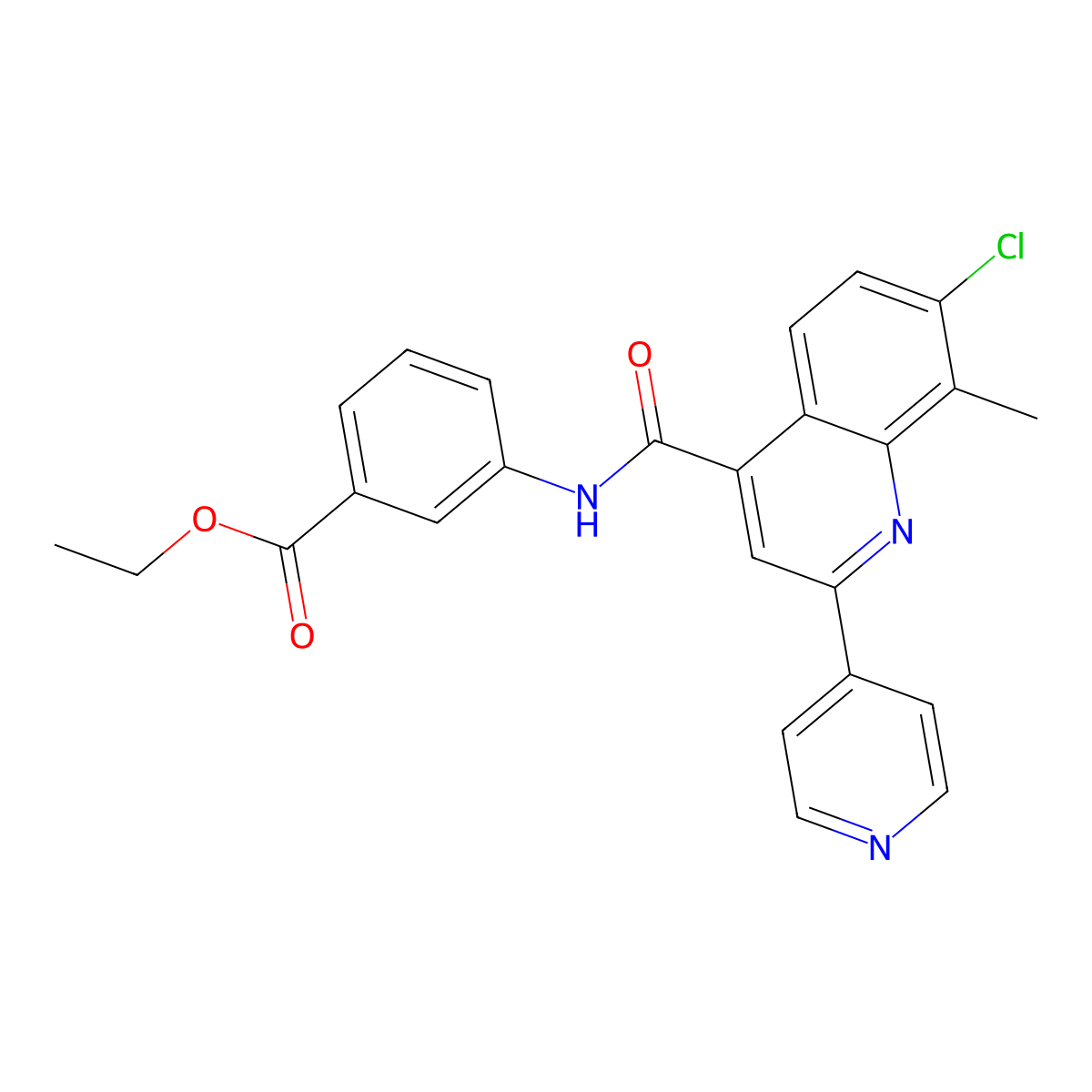 Ethyl 3-[(7-chloro-8-methyl-2-(4-pyridyl)-4-quinolyl)carbonylamino]benzoate molecular structure, CAS 713114-57-9