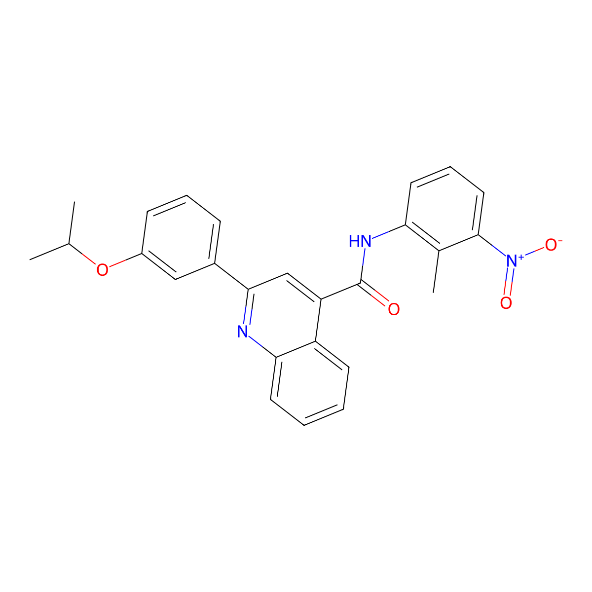 N-(2-methyl-3-nitrophenyl)-2-(3-propan-2-yloxyphenyl)quinoline-4-carboxamide molecular structure, CAS 713114-83-1
