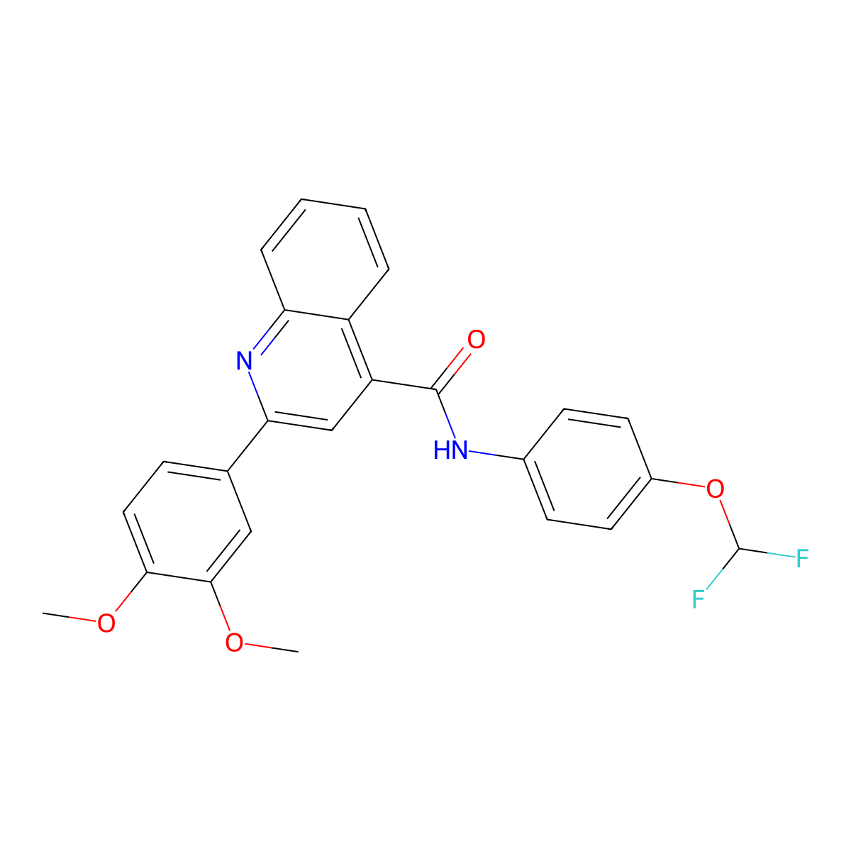 N-[4-(difluoromethoxy)phenyl]-2-(3,4-dimethoxyphenyl)quinoline-4-carboxamide molecular structure, CAS 713114-85-3
