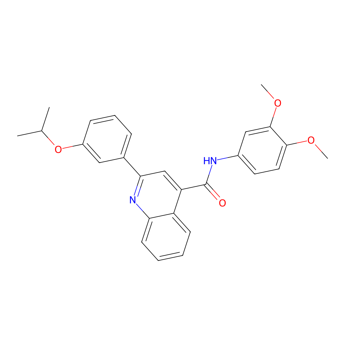 N-(3,4-dimethoxyphenyl)-2-(3-propan-2-yloxyphenyl)quinoline-4-carboxamide molecular structure, CAS 713115-25-4