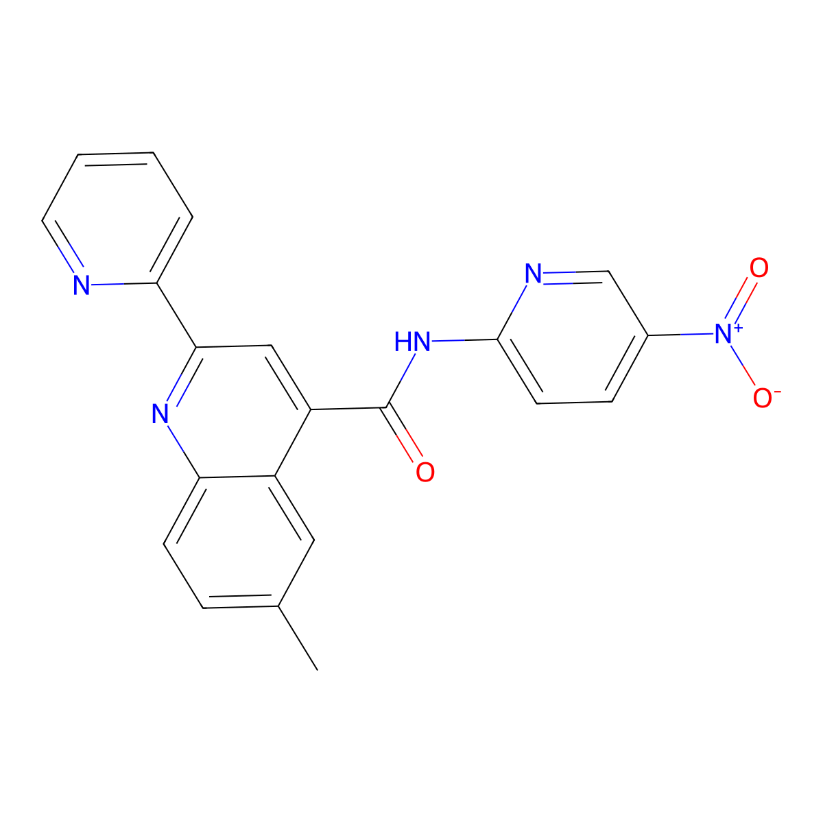 6-methyl-N-(5-nitropyridin-2-yl)-2-pyridin-2-ylquinoline-4-carboxamide molecular structure, CAS 713116-82-6