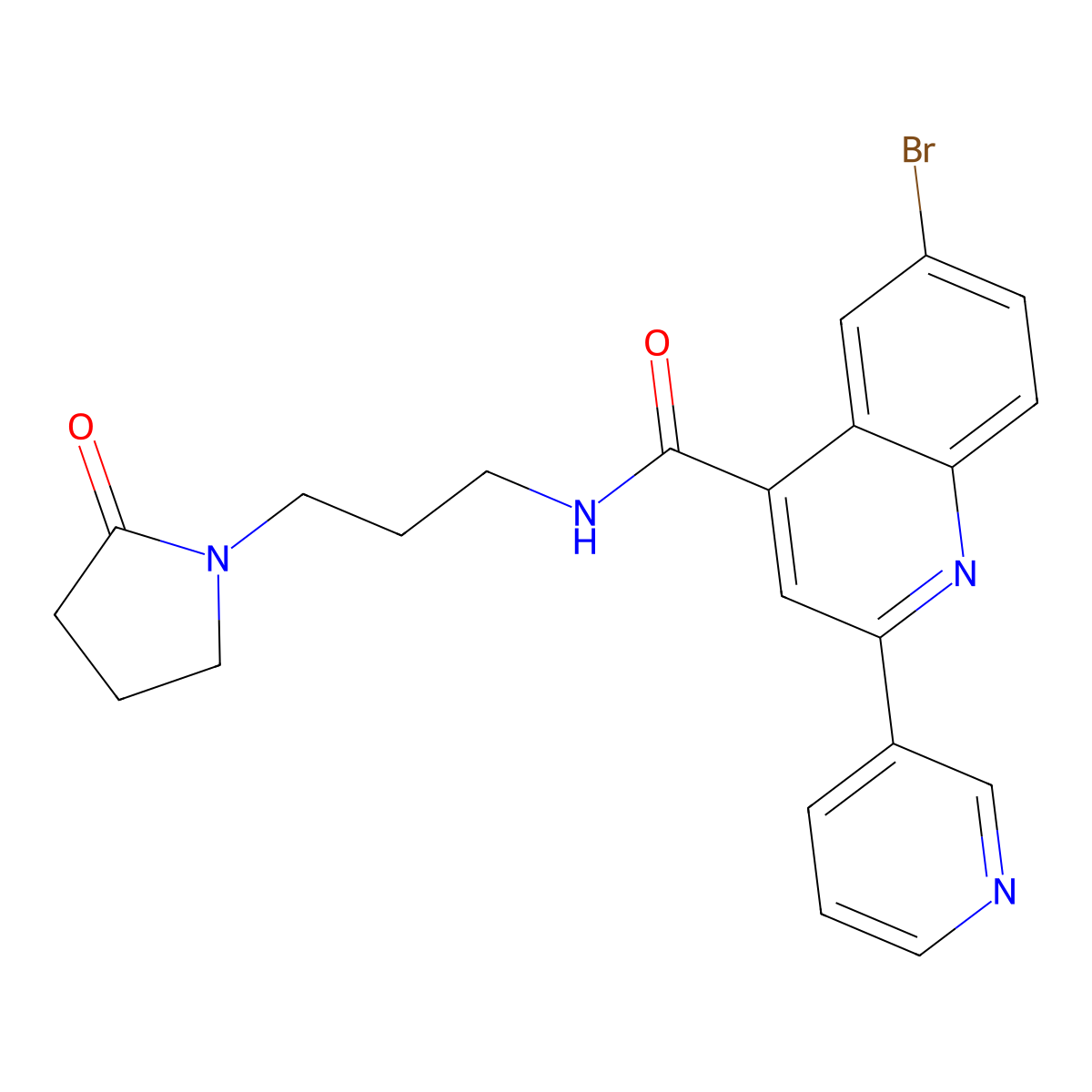 6-bromo-N-[3-(2-oxopyrrolidin-1-yl)propyl]-2-pyridin-3-ylquinoline-4-carboxamide molecular structure, CAS 713117-32-9