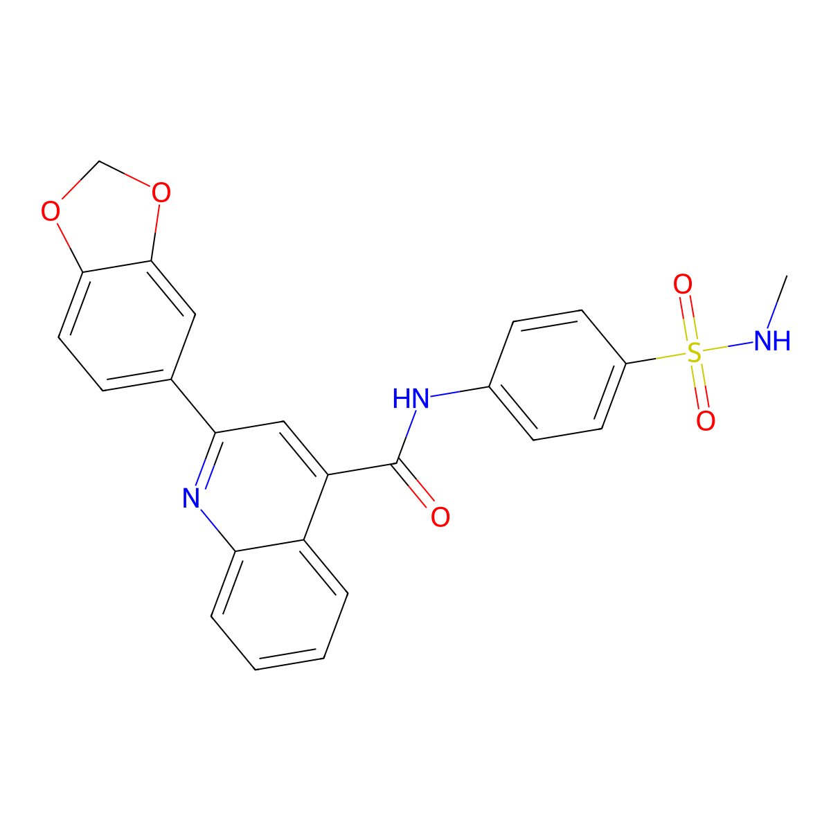 2-(1,3-benzodioxol-5-yl)-N-[4-(methylsulfamoyl)phenyl]quinoline-4-carboxamide molecular structure, CAS 713117-33-0