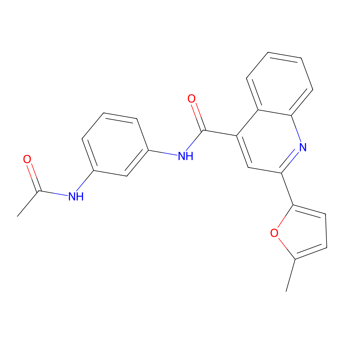 N-(3-acetamidophenyl)-2-(5-methylfuran-2-yl)quinoline-4-carboxamide molecular structure, CAS 713117-57-8
