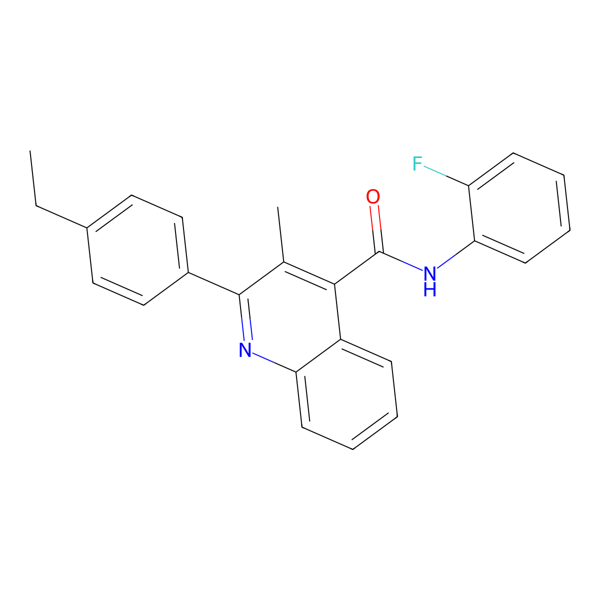 2-(4-ethylphenyl)-N-(2-fluorophenyl)-3-methylquinoline-4-carboxamide molecular structure, CAS 713117-88-5