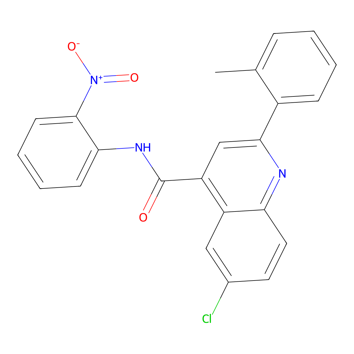 6-chloro-2-(2-methylphenyl)-N-(2-nitrophenyl)quinoline-4-carboxamide molecular structure, CAS 713117-91-0