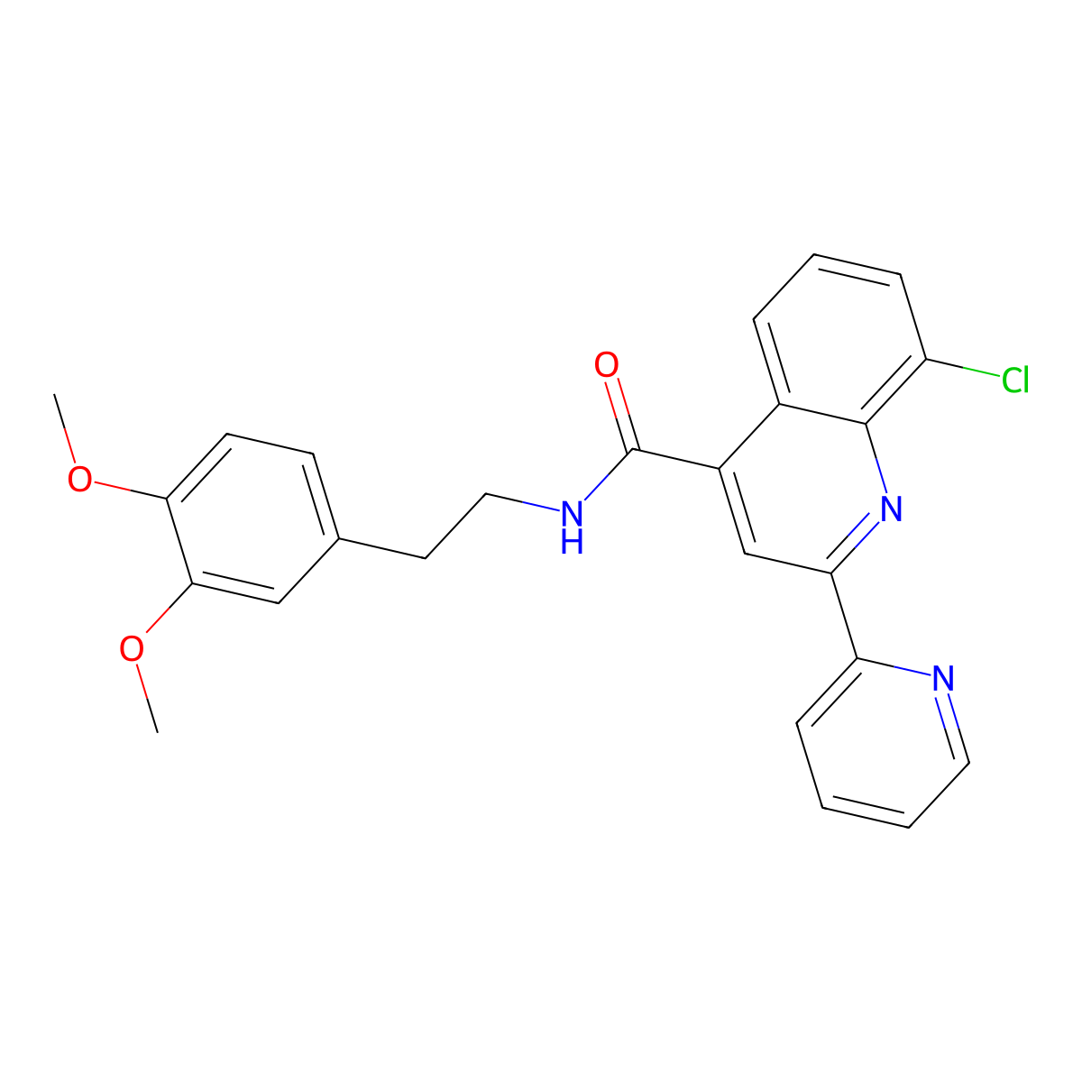8-chloro-N-[2-(3,4-dimethoxyphenyl)ethyl]-2-(2-pyridinyl)-4-quinolinecarboxamide molecular structure, CAS 713117-97-6