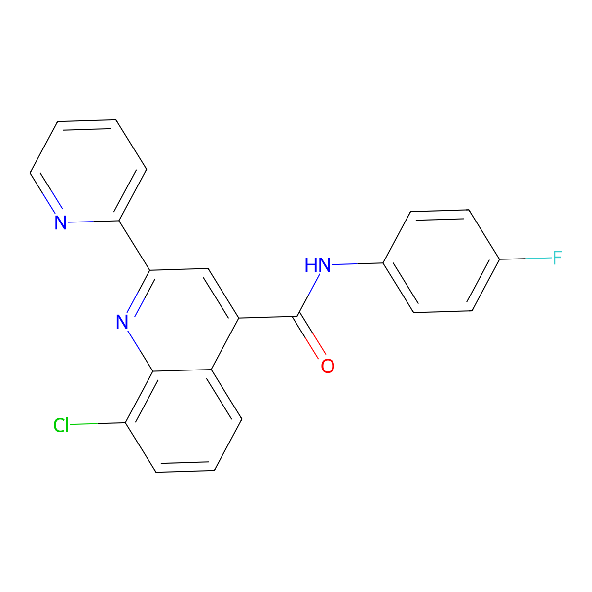 8-chloro-N-(4-fluorophenyl)-2-(2-pyridinyl)-4-quinolinecarboxamide molecular structure, CAS 713118-18-4