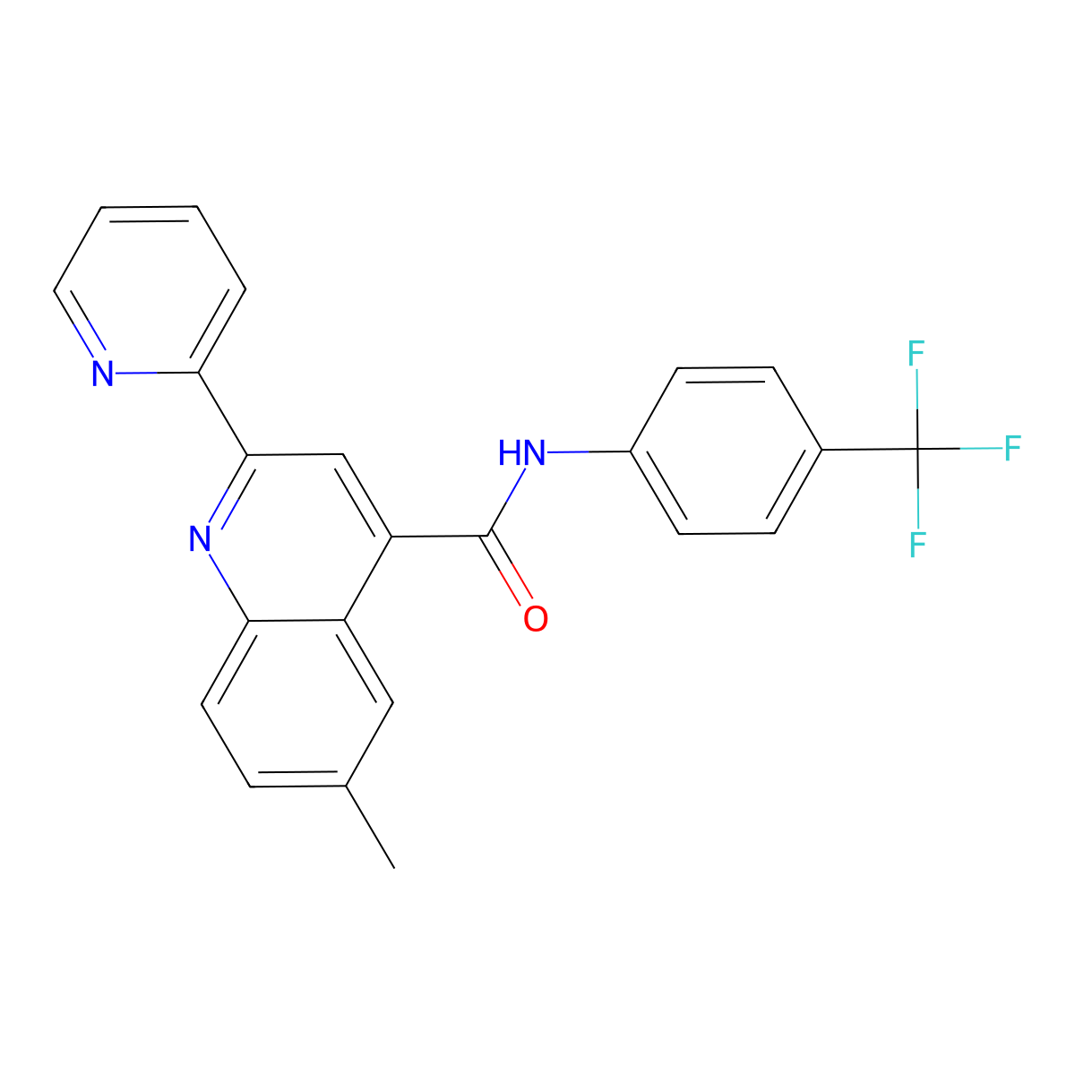 6-methyl-2-pyridin-2-yl-N-[4-(trifluoromethyl)phenyl]quinoline-4-carboxamide molecular structure, CAS 713118-23-1