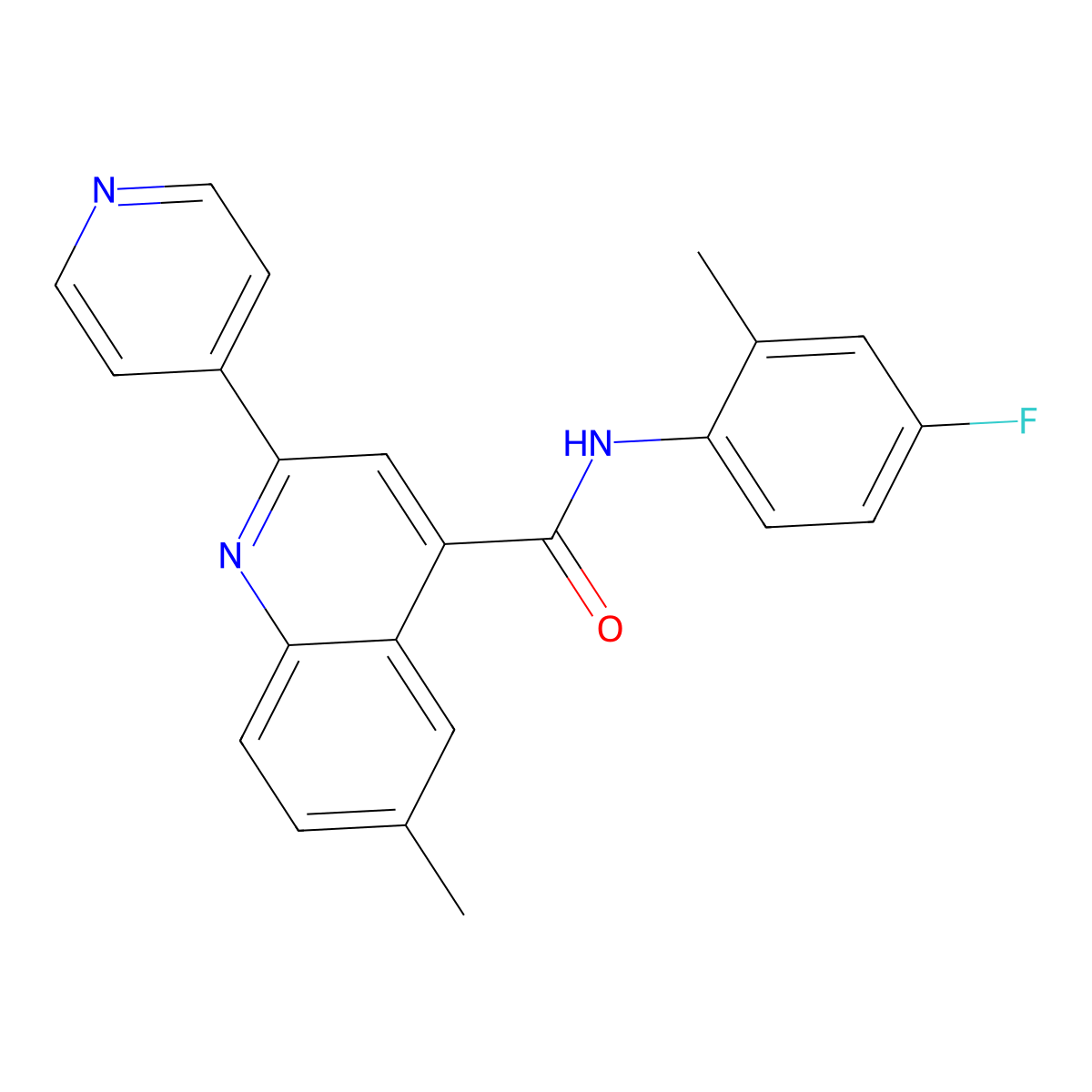 N-(4-fluoro-2-methylphenyl)-6-methyl-2-pyridin-4-ylquinoline-4-carboxamide molecular structure, CAS 713118-32-2
