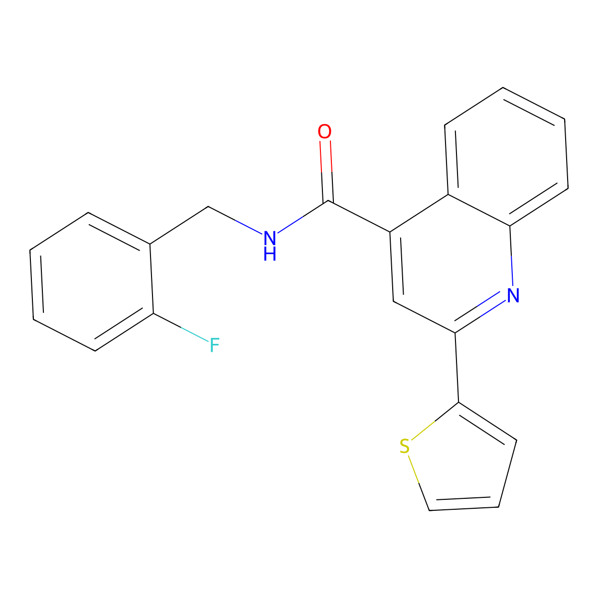 N-[(2-fluorophenyl)methyl]-2-thiophen-2-ylquinoline-4-carboxamide molecular structure, CAS 713118-34-4