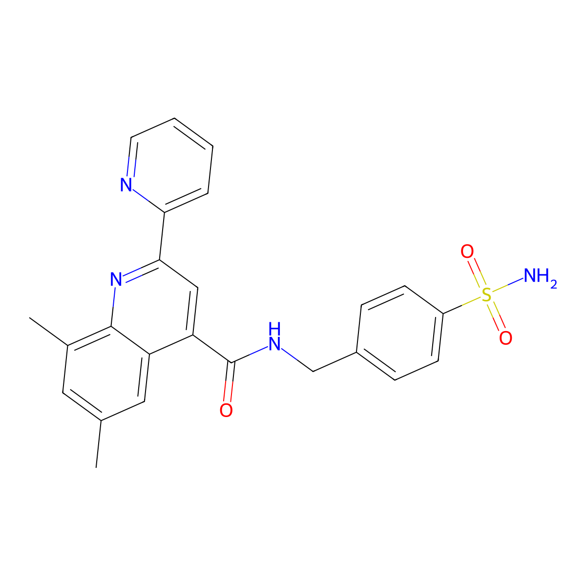 6,8-dimethyl-2-pyridin-2-yl-N-[(4-sulfamoylphenyl)methyl]quinoline-4-carboxamide molecular structure, CAS 713118-40-2