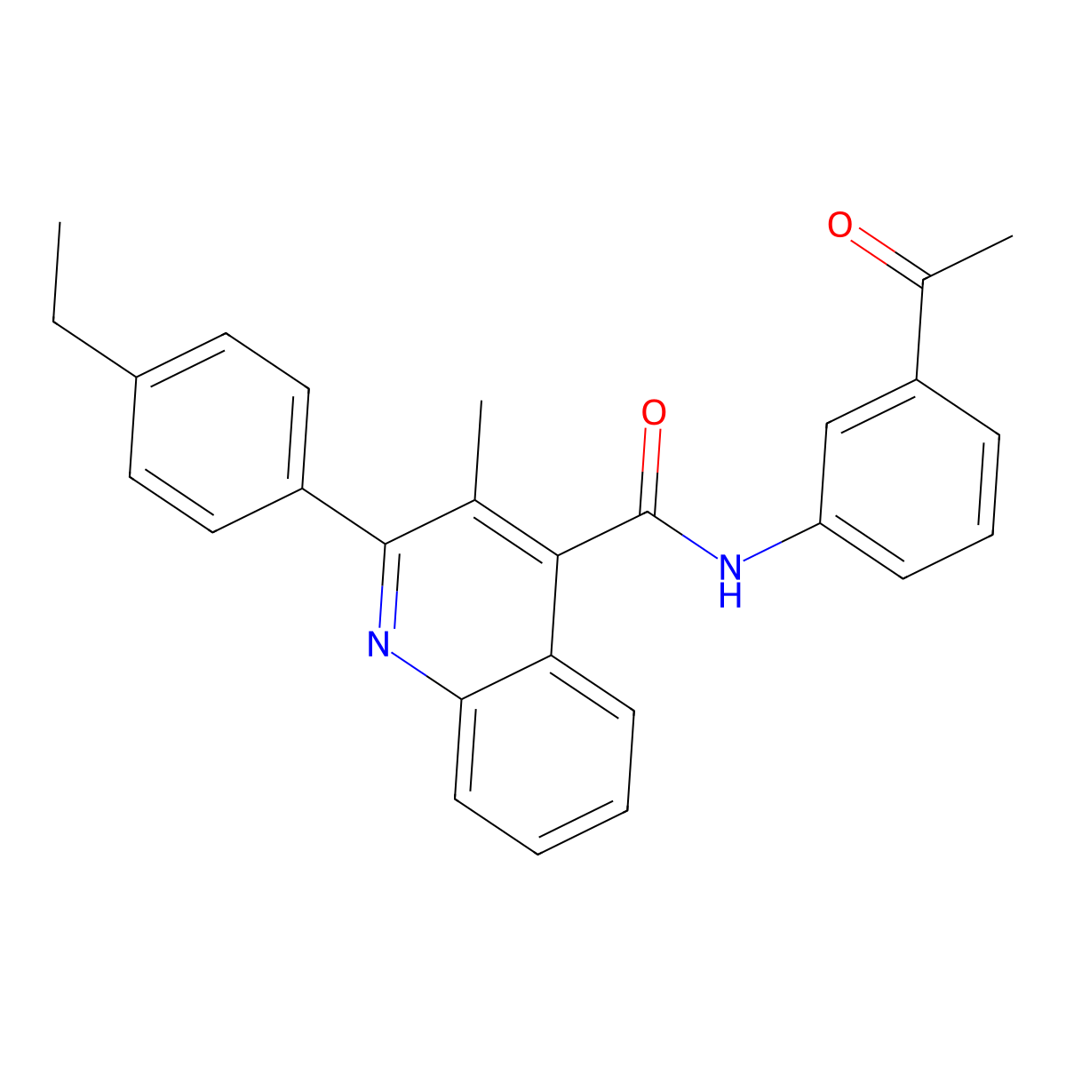 N-(3-acetylphenyl)-2-(4-ethylphenyl)-3-methylquinoline-4-carboxamide molecular structure, CAS 713118-62-8
