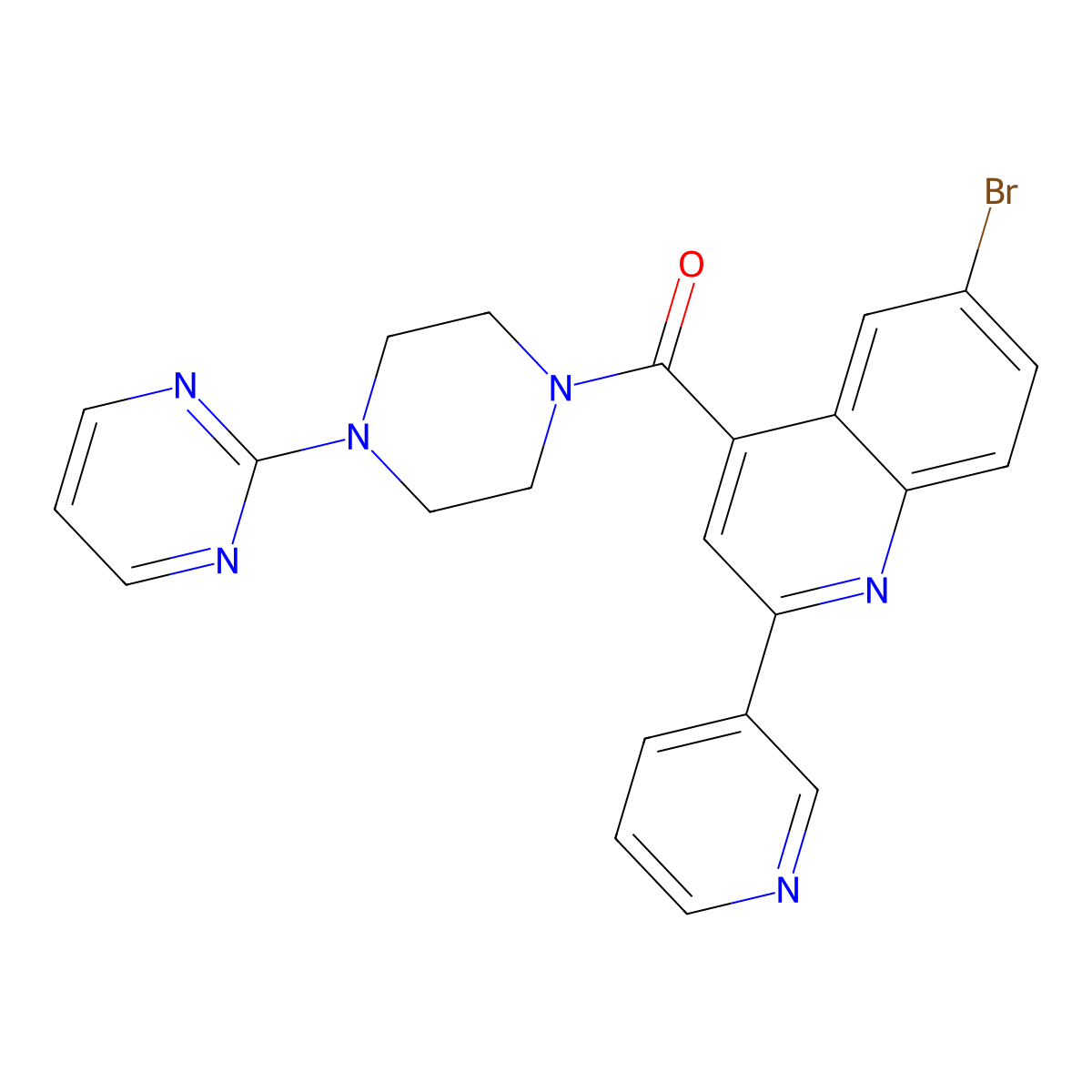 6-Bromo-2-(3-pyridinyl)-4-{[4-(2-pyrimidinyl)-1-piperazinyl]carbonyl}quinoline molecular structure, CAS 713118-93-5