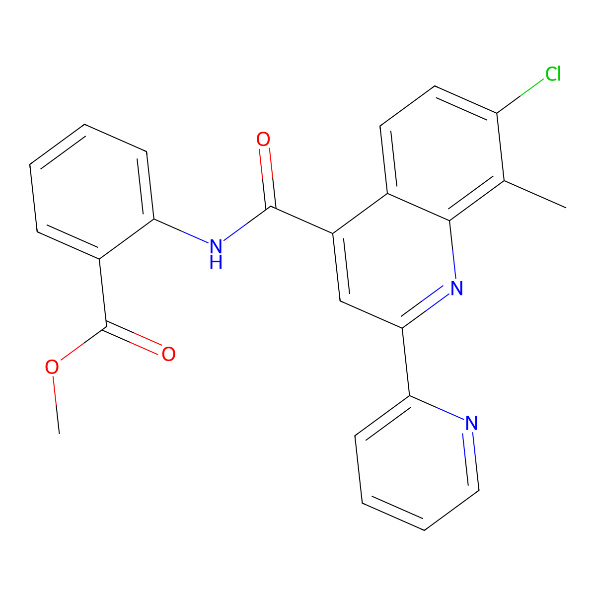 Methyl 2-[(7-chloro-8-methyl-2-(2-pyridyl)-4-quinolyl)carbonylamino]benzoate molecular structure, CAS 713119-03-0