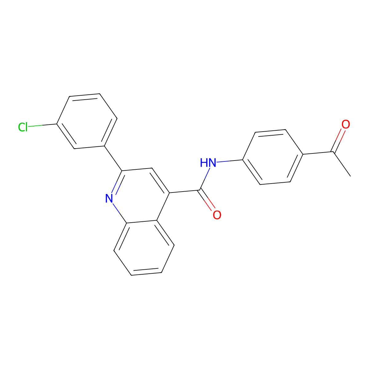 N-(4-acetylphenyl)-2-(3-chlorophenyl)quinoline-4-carboxamide molecular structure, CAS 713119-15-4
