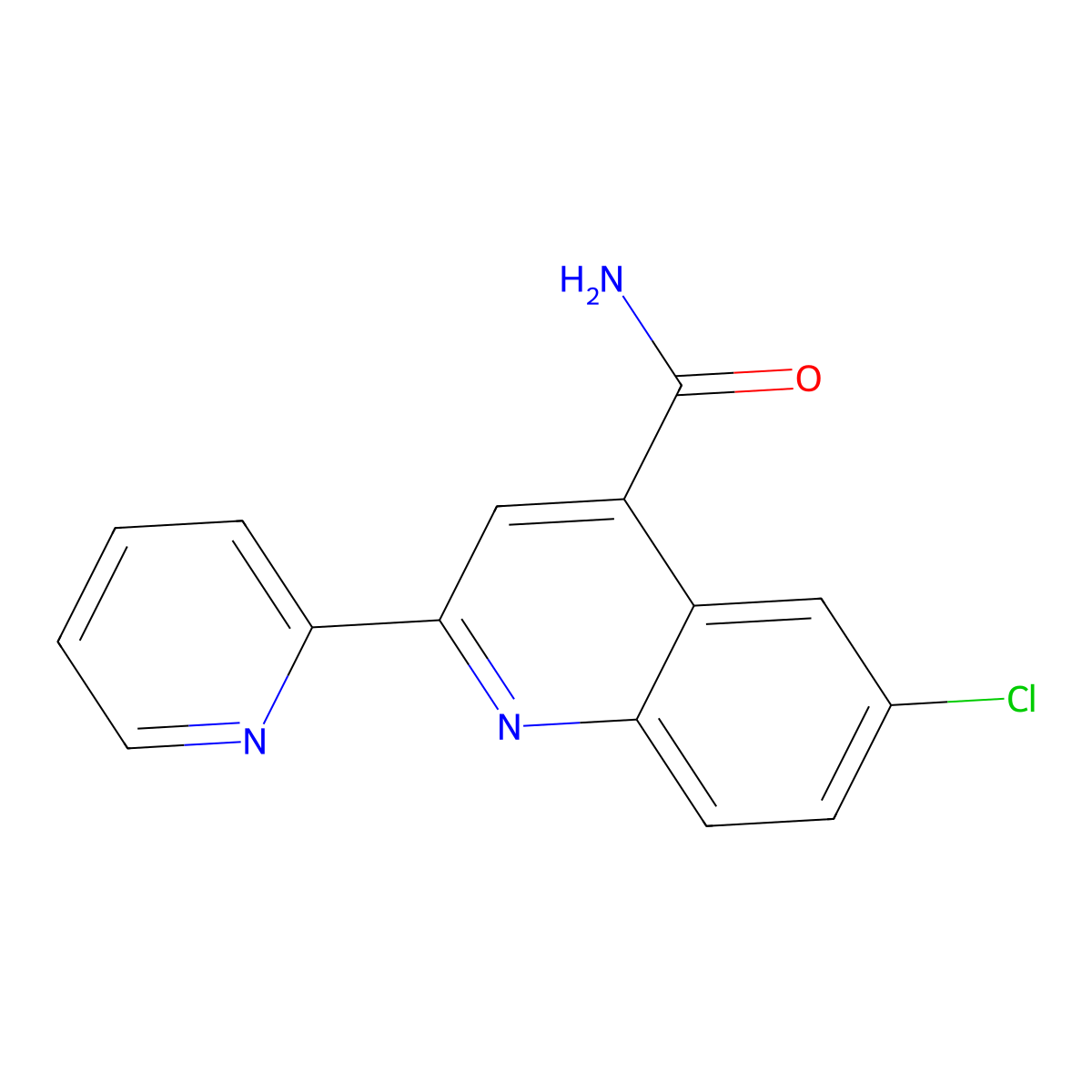 6-Chloro-2-pyridin-2-ylquinoline-4-carboxamide molecular structure, CAS 713119-26-7