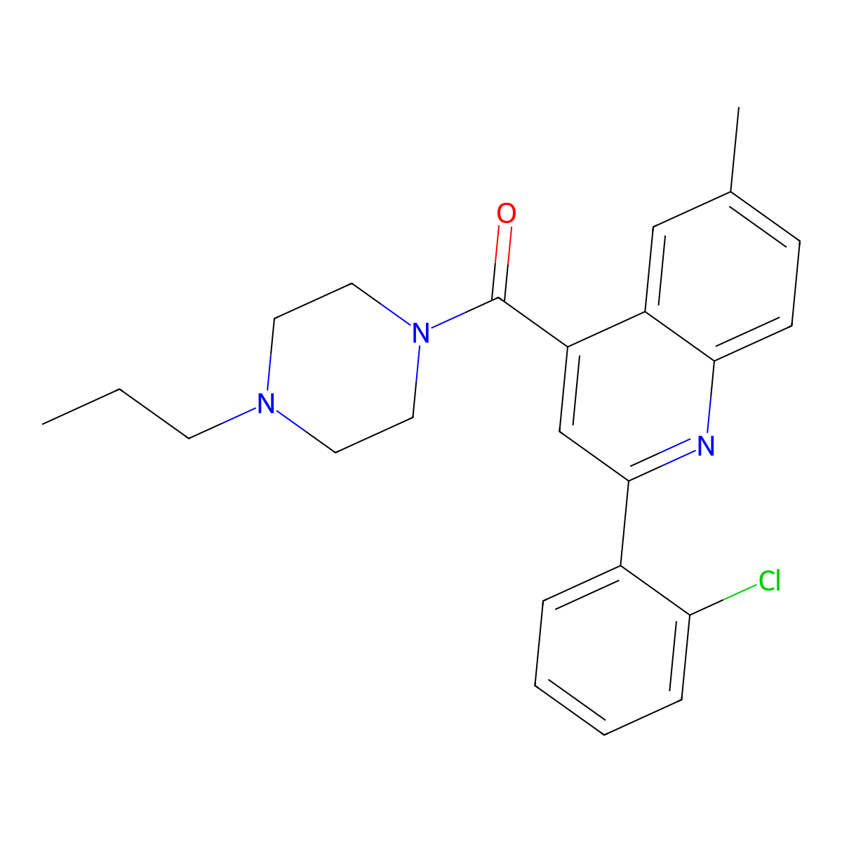 [2-(2-Chlorophenyl)-6-methylquinolin-4-yl]-(4-propylpiperazin-1-yl)methanone molecular structure, CAS 713119-48-3