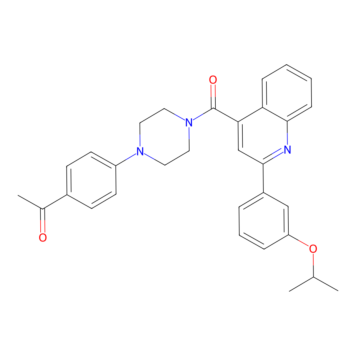 1-[4-[4-[2-(3-Propan-2-yloxyphenyl)quinoline-4-carbonyl]piperazin-1-yl]phenyl]ethanone molecular structure, CAS 713119-65-4