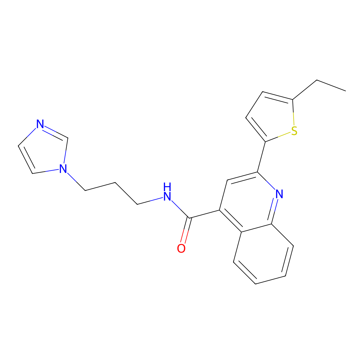 2-(5-ethylthiophen-2-yl)-N-(3-imidazol-1-ylpropyl)quinoline-4-carboxamide molecular structure, CAS 713119-91-6