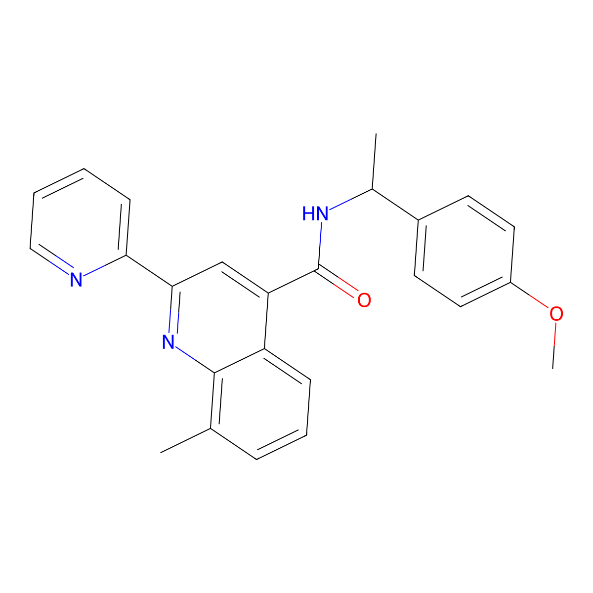 N-[1-(4-methoxyphenyl)ethyl]-8-methyl-2-(pyridin-2-yl)quinoline-4-carboxamide molecular structure, CAS 713120-17-3