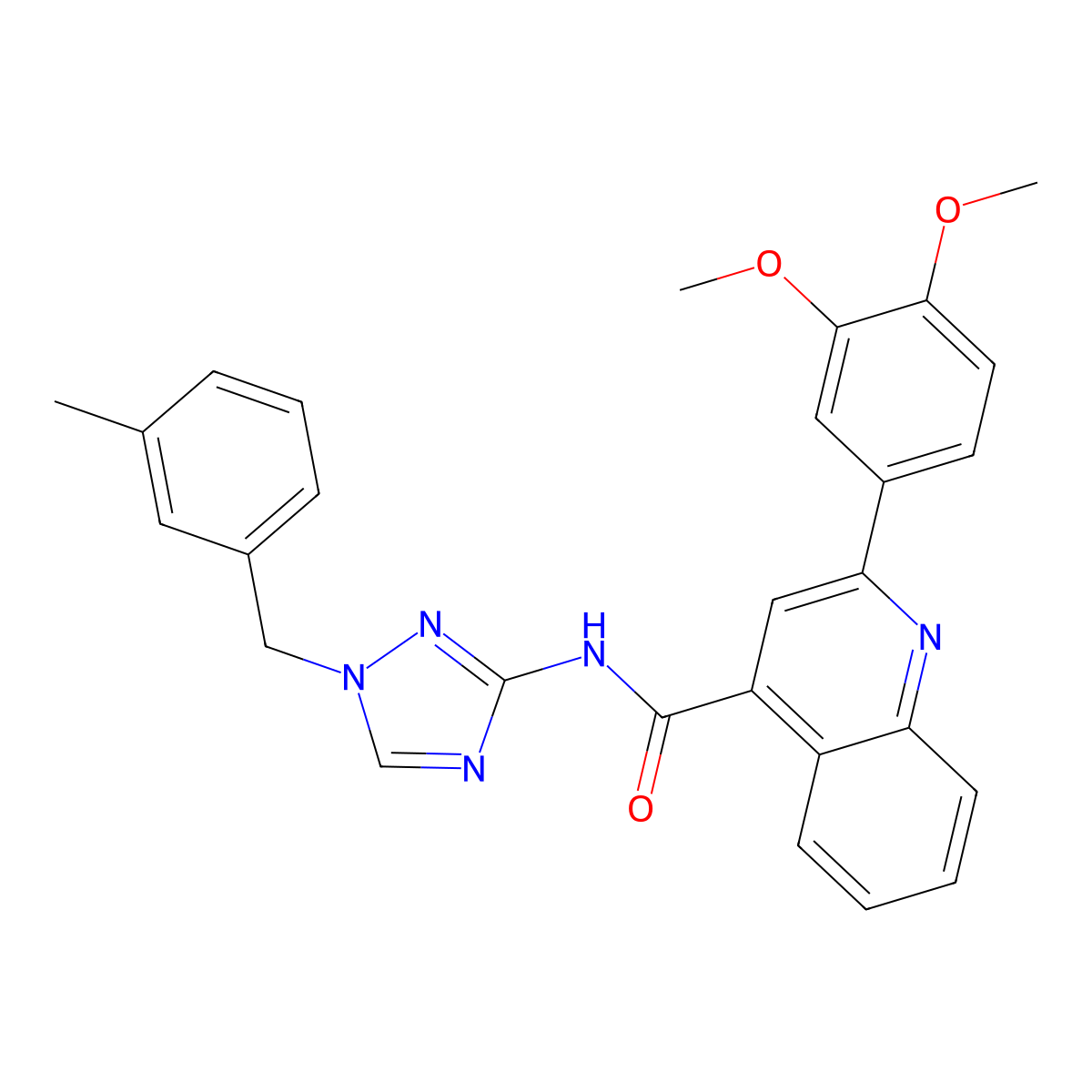 2-(3,4-dimethoxyphenyl)-N-[1-[(3-methylphenyl)methyl]-1,2,4-triazol-3-yl]quinoline-4-carboxamide molecular structure, CAS 713120-70-8