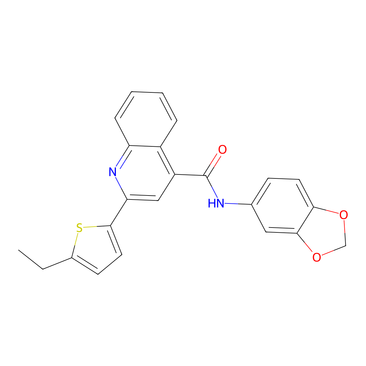 N-(1,3-benzodioxol-5-yl)-2-(5-ethylthiophen-2-yl)quinoline-4-carboxamide molecular structure, CAS 713120-79-7
