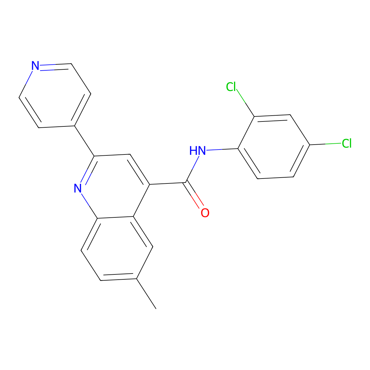 N-(2,4-dichlorophenyl)-6-methyl-2-pyridin-4-ylquinoline-4-carboxamide molecular structure, CAS 713121-03-0