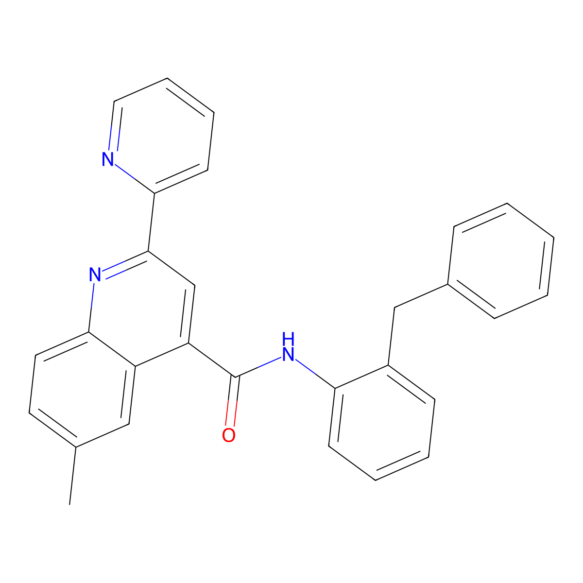 N-(2-benzylphenyl)-6-methyl-2-pyridin-2-ylquinoline-4-carboxamide molecular structure, CAS 713121-04-1