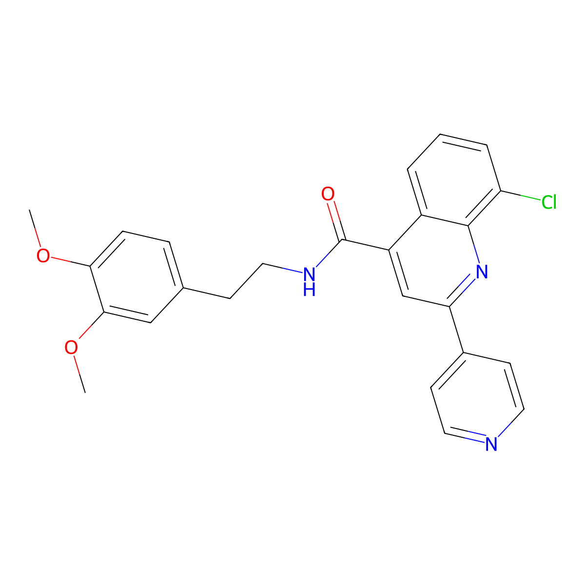 8-chloro-N-[2-(3,4-dimethoxyphenyl)ethyl]-2-(4-pyridinyl)-4-quinolinecarboxamide molecular structure, CAS 713121-15-4
