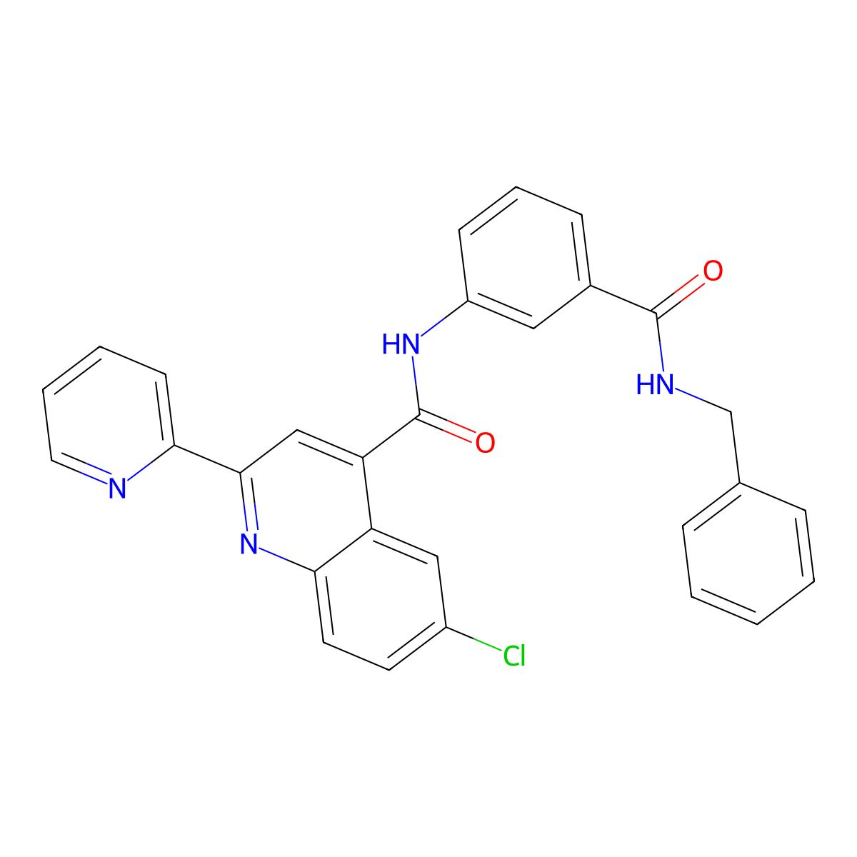 N-[3-(benzylcarbamoyl)phenyl]-6-chloro-2-pyridin-2-ylquinoline-4-carboxamide molecular structure, CAS 713121-22-3