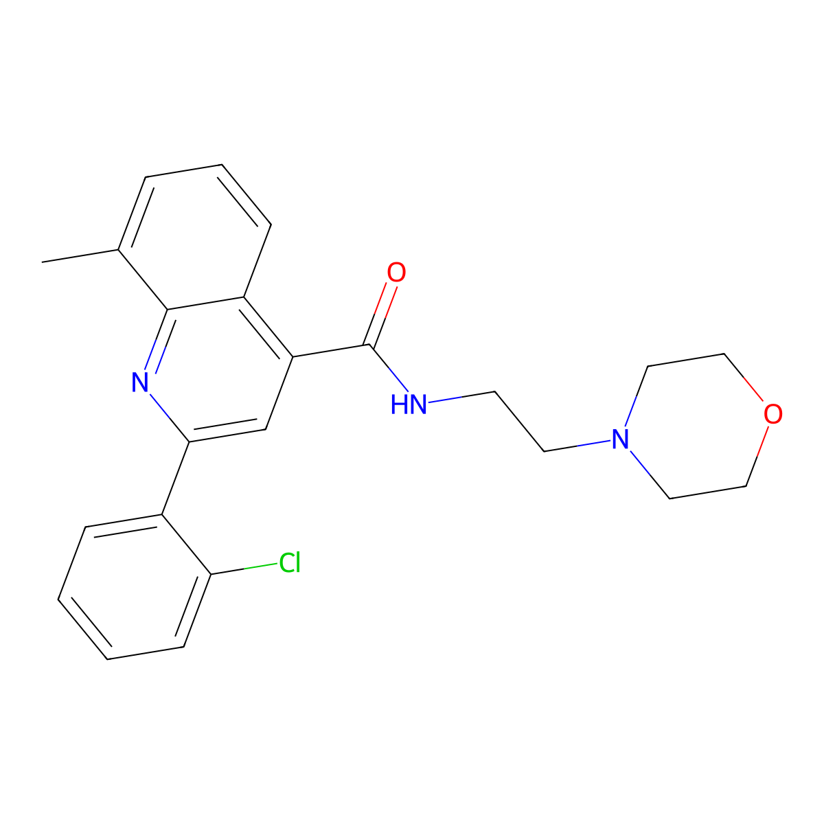 2-(2-chlorophenyl)-8-methyl-N-(2-morpholin-4-ylethyl)quinoline-4-carboxamide molecular structure, CAS 713121-32-5