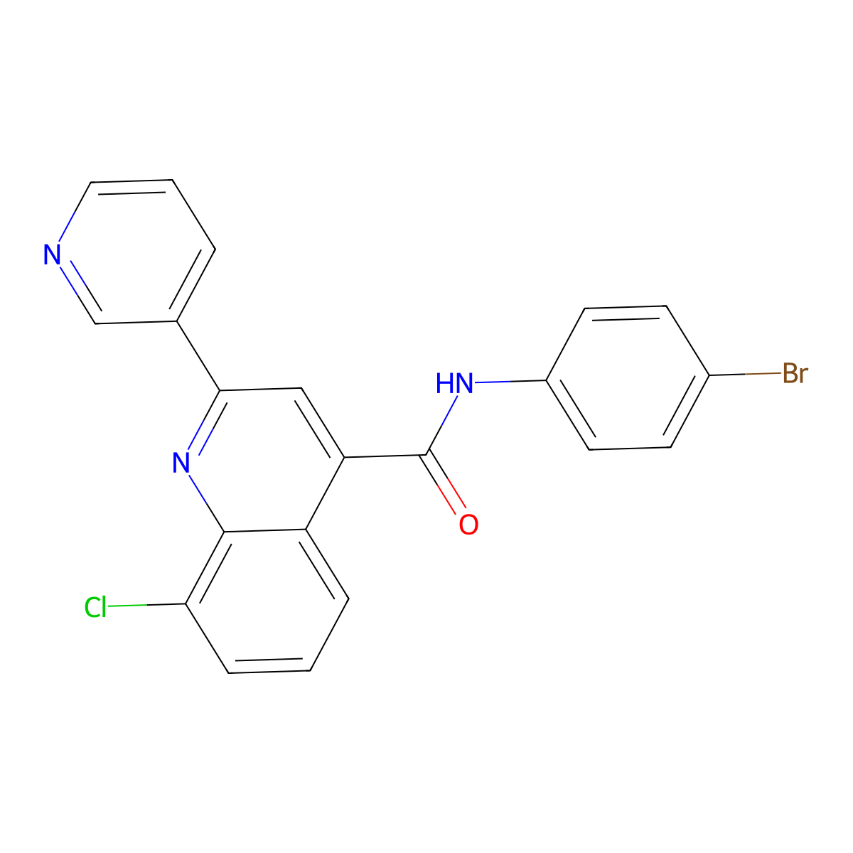 N-(4-bromophenyl)-8-chloro-2-pyridin-3-ylquinoline-4-carboxamide molecular structure, CAS 713121-47-2