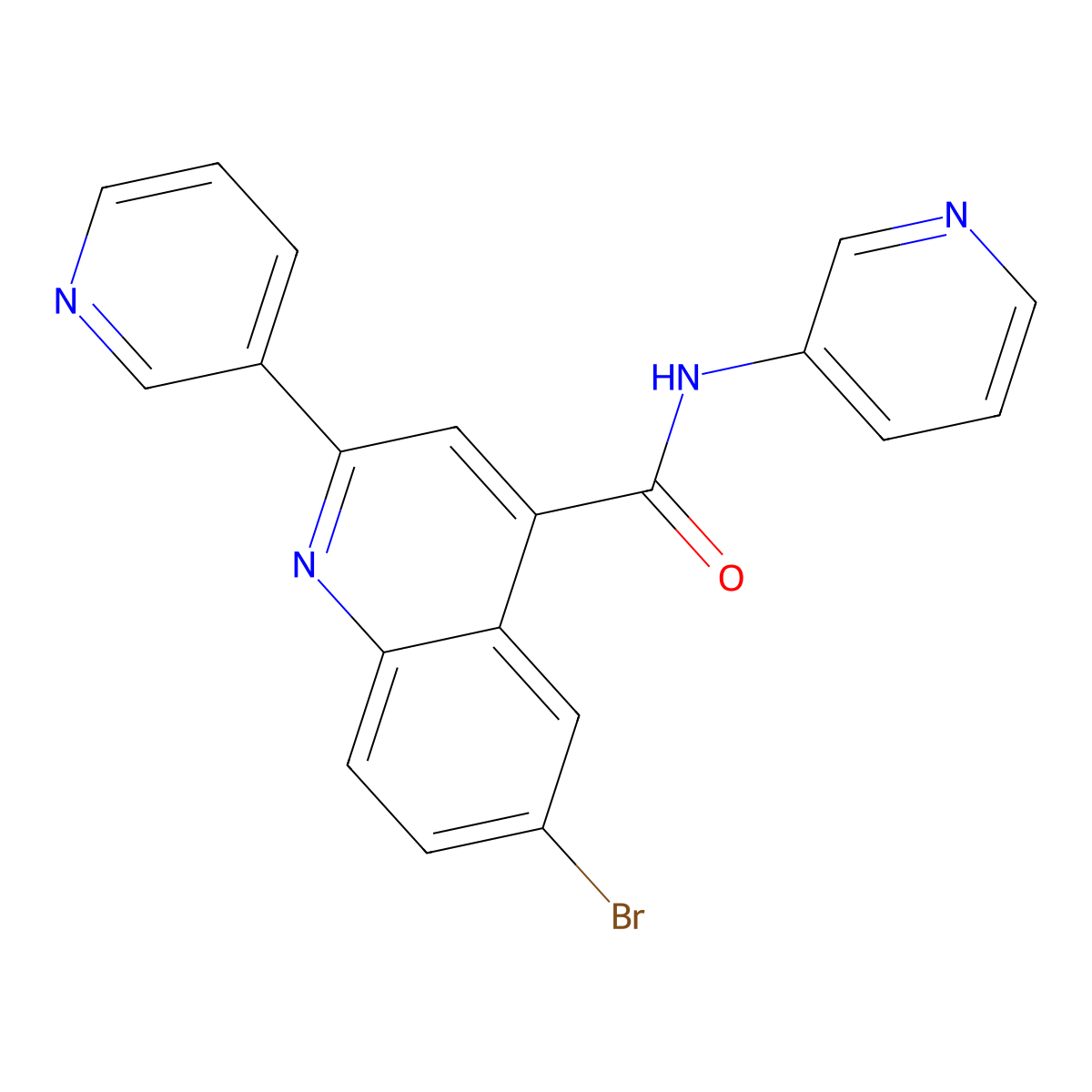 6-bromo-N,2-dipyridin-3-ylquinoline-4-carboxamide molecular structure, CAS 713121-70-1