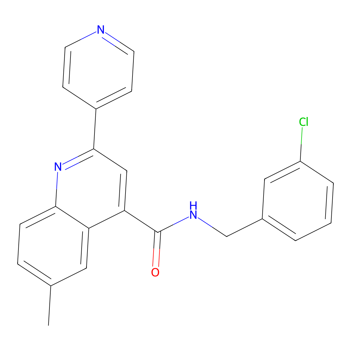 N-[(3-chlorophenyl)methyl]-6-methyl-2-pyridin-4-ylquinoline-4-carboxamide molecular structure, CAS 713121-83-6