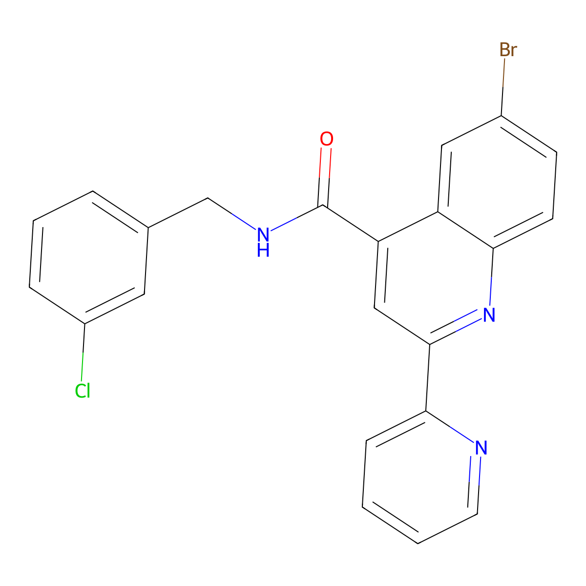 6-bromo-N-[(3-chlorophenyl)methyl]-2-pyridin-2-ylquinoline-4-carboxamide molecular structure, CAS 713121-88-1