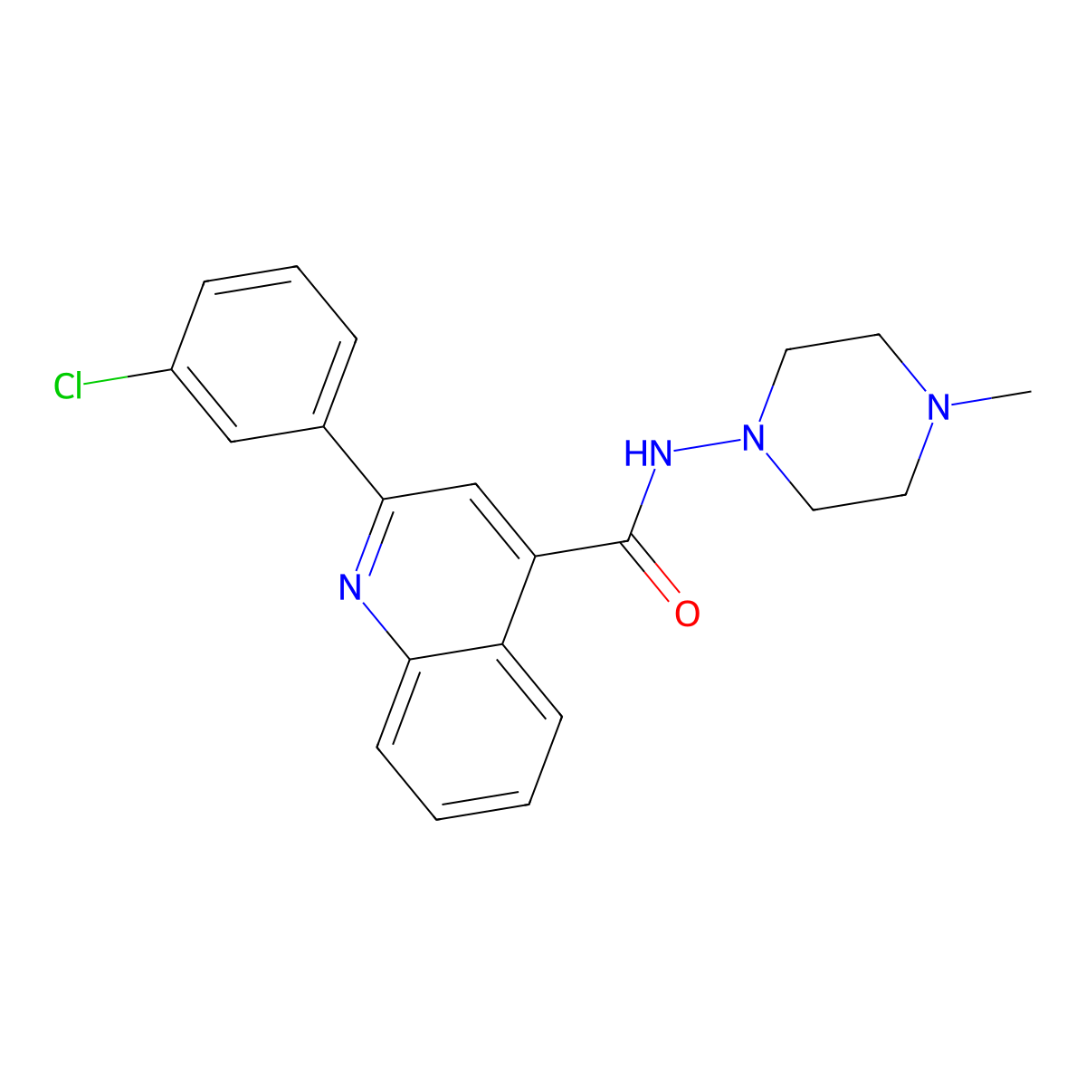 2-(3-chlorophenyl)-N-(4-methylpiperazin-1-yl)quinoline-4-carboxamide molecular structure, CAS 713121-90-5