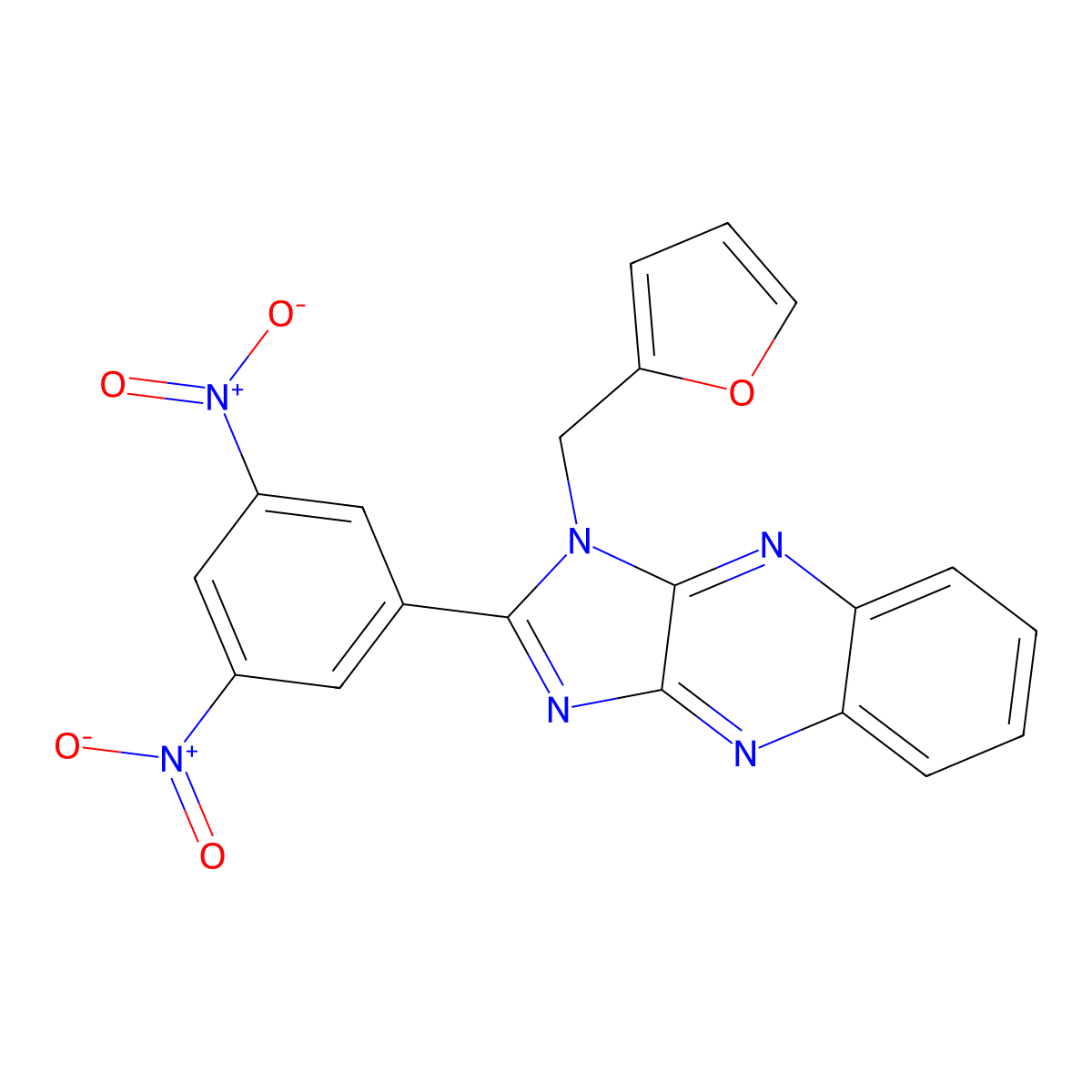 2-(3,5-dinitrophenyl)-1-(furan-2-ylmethyl)-1H-imidazo[4,5-b]quinoxaline molecular structure, CAS 713125-51-0