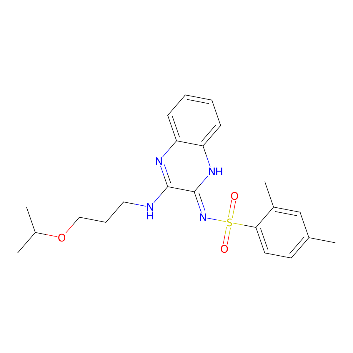 2,4-dimethyl-N-[3-(3-propan-2-yloxypropylamino)quinoxalin-2-yl]benzenesulfonamide molecular structure, CAS 713125-92-9