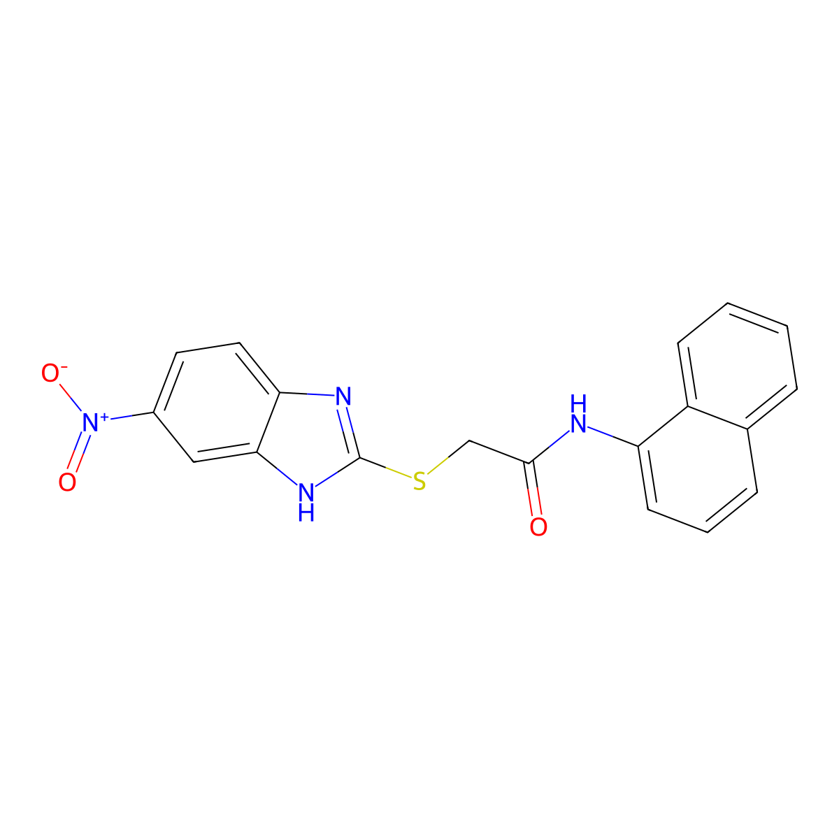 N-naphthalen-1-yl-2-[(6-nitro-1H-benzimidazol-2-yl)sulfanyl]acetamide molecular structure, CAS 713126-08-0