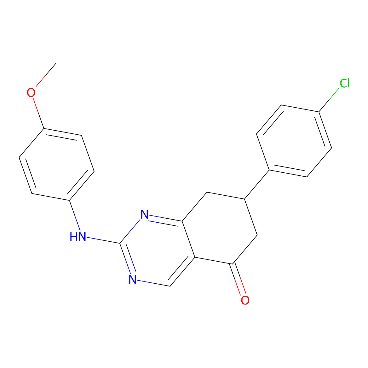 7-(4-chlorophenyl)-2-[(4-methoxyphenyl)amino]-7,8-dihydroquinazolin-5(6H)-one molecular structure, CAS 713126-14-8