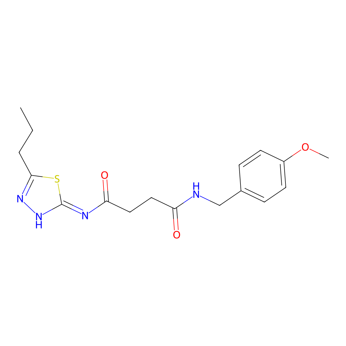 N-[(4-methoxyphenyl)methyl]-N'-(5-propyl-1,3,4-thiadiazol-2-yl)butanediamide molecular structure, CAS 713126-33-1