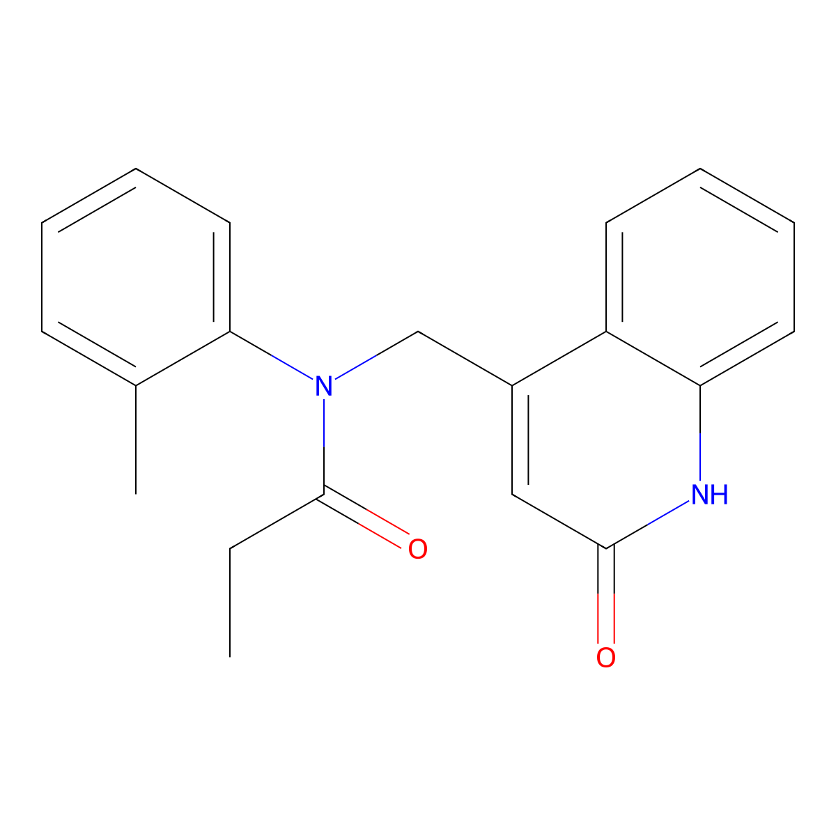 N-(2-methylphenyl)-N-[(2-oxo-1H-quinolin-4-yl)methyl]propanamide molecular structure, CAS 713126-83-1