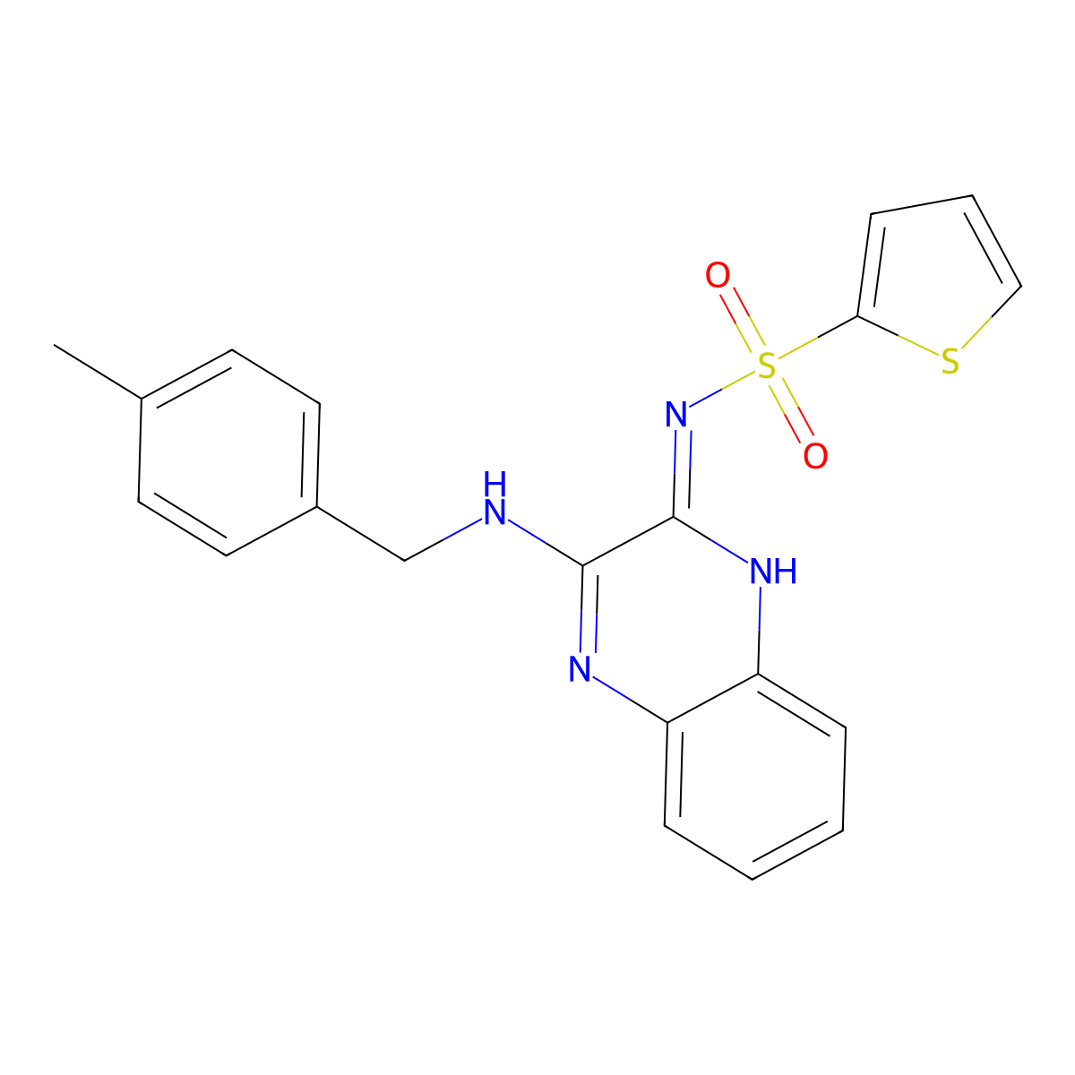 N-(3-((4-methylbenzyl)amino)quinoxalin-2-yl)thiophene-2-sulfonamide molecular structure, CAS 713126-97-7