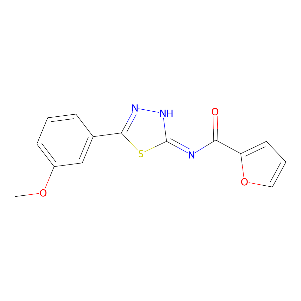 N-[5-(3-methoxyphenyl)-1,3,4-thiadiazol-2-yl]furan-2-carboxamide molecular structure, CAS 713128-09-7