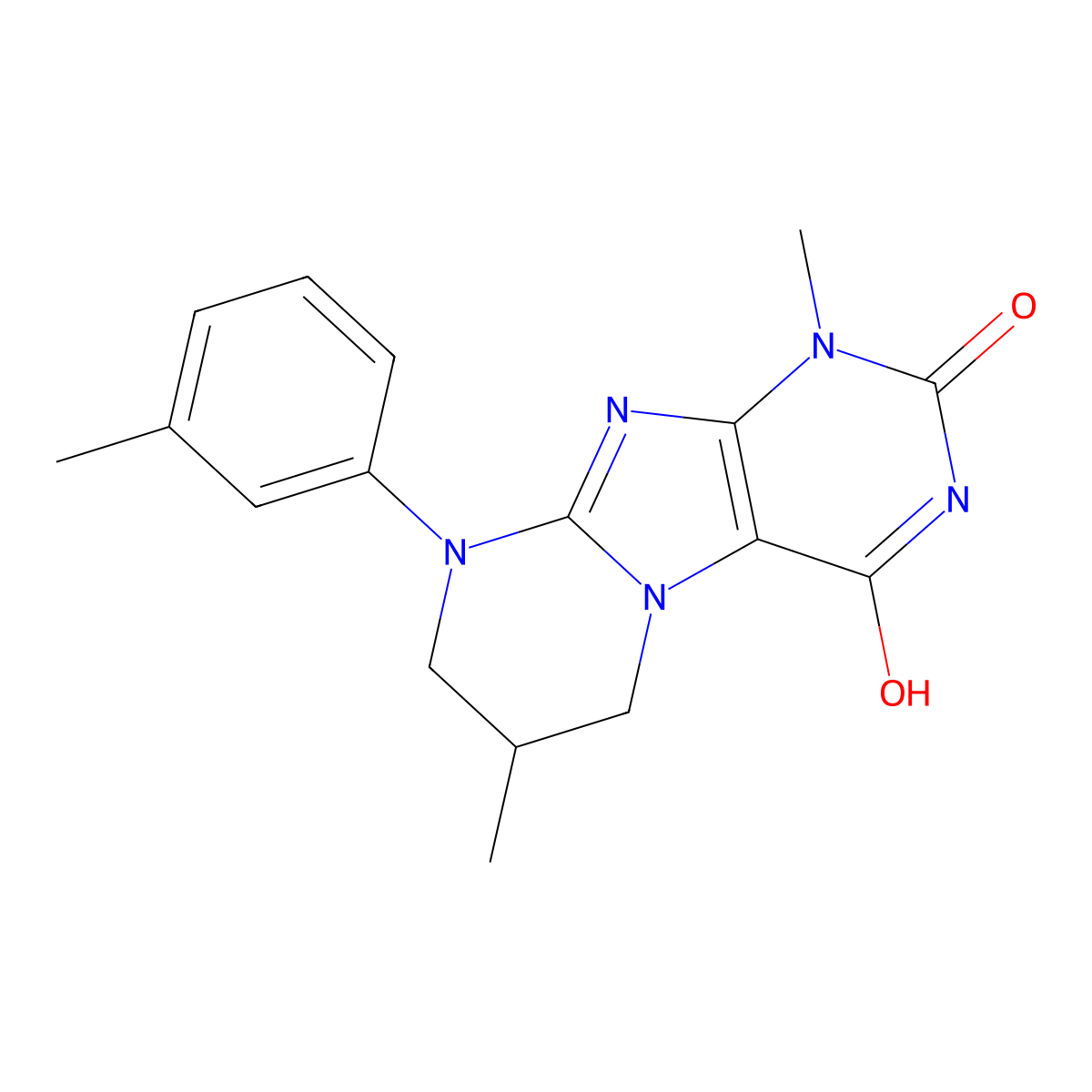 1,7-dimethyl-9-(3-methylphenyl)-7,8-dihydro-6H-purino[7,8-a]pyrimidine-2,4-dione molecular structure, CAS 713128-30-4