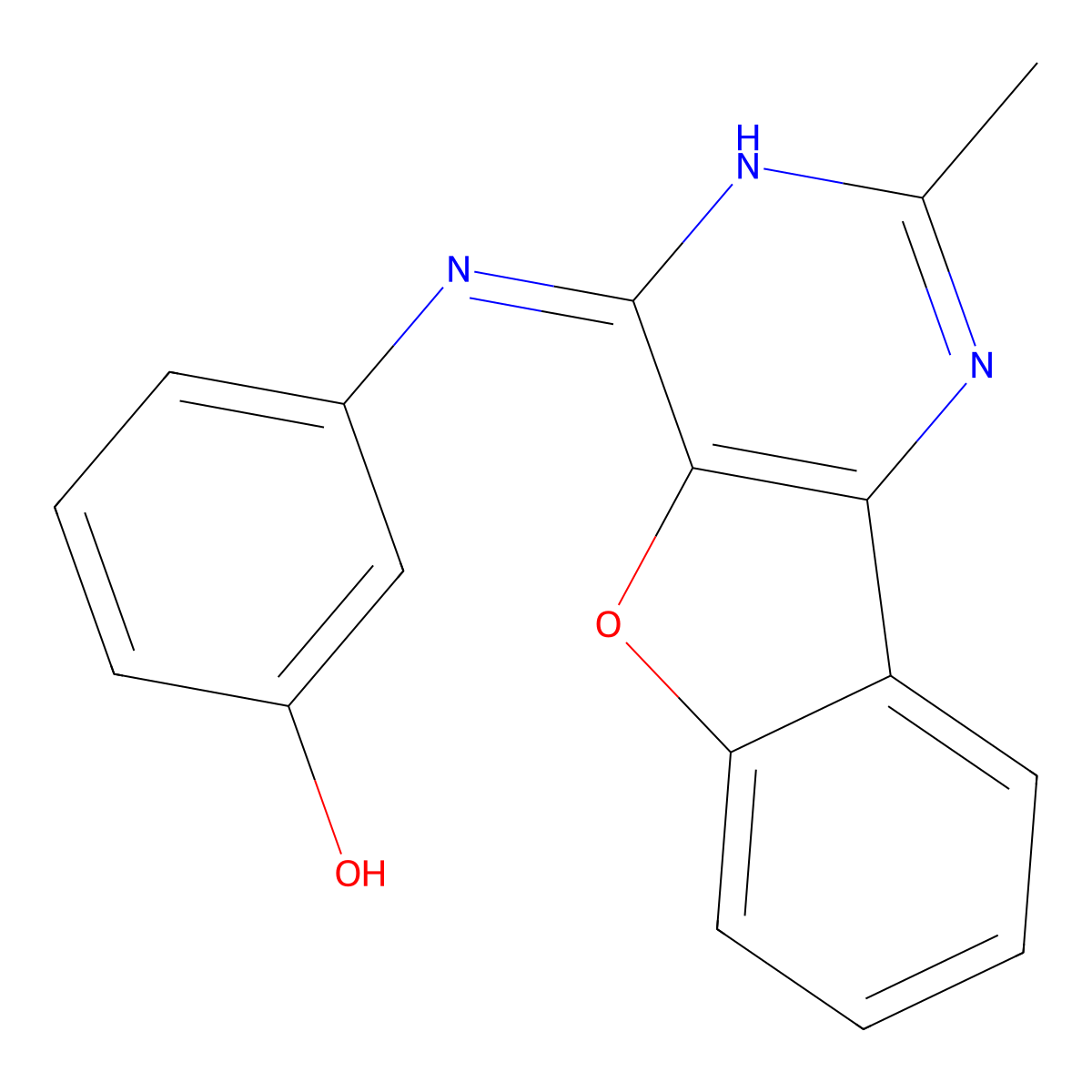 3-[(2-Methyl-[1]benzofuro[3,2-d]pyrimidin-4-yl)amino]phenol molecular structure, CAS 713128-51-9