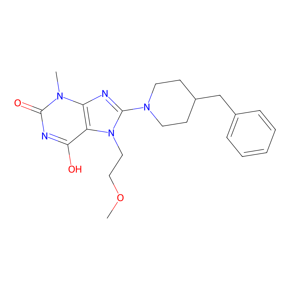 8-(4-Benzylpiperidin-1-yl)-7-(2-methoxyethyl)-3-methylpurine-2,6-dione molecular structure, CAS 713129-29-4
