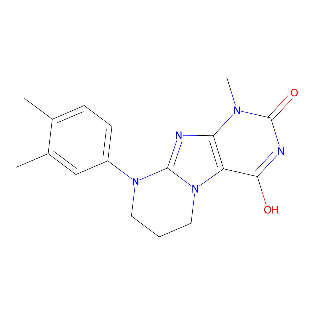 9-(3,4-dimethylphenyl)-1-methyl-7,8-dihydro-6H-purino[7,8-a]pyrimidine-2,4-dione molecular structure, CAS 713129-31-8